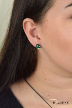 Srebrne kolczyki szkło weneckie 'Zielony blask' Murano 47. kolczyki pięknie mienią się w świetle odcieniami zieleni, błękitu oraz fioletu tworząc niepowtarzalną biżuterię (3).JPG